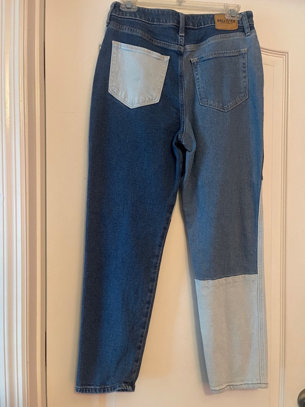Hollister Two-Tone Patchwork Back Pocket Jeans - Dark Blue & Light Blue